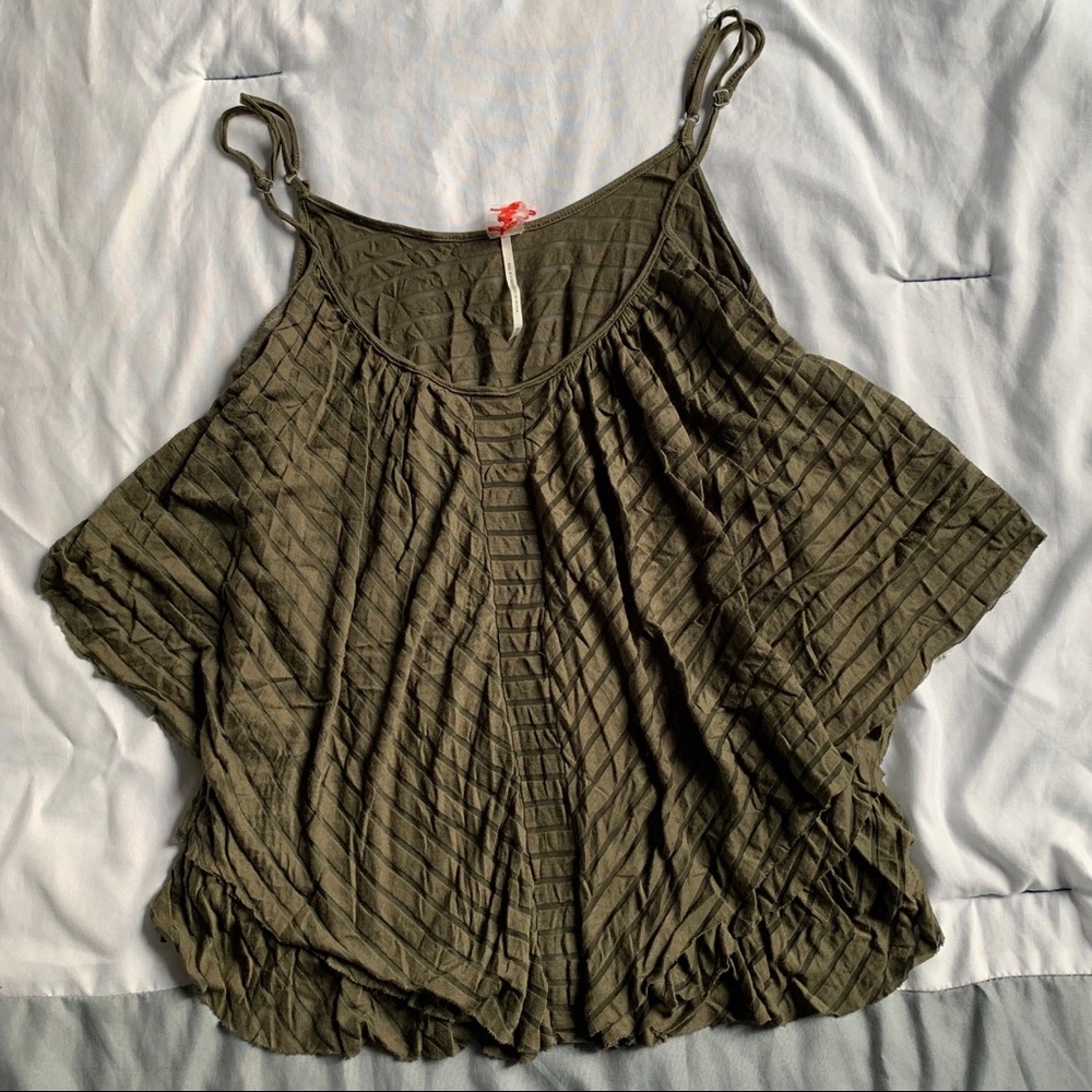 Free People Green Striped Tank Top